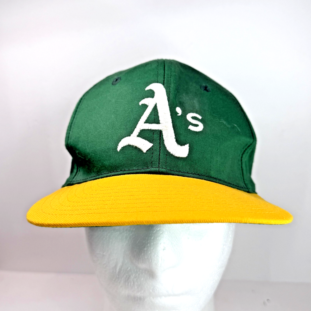 Vtg Oakland Athletics Hat Cap Snap Back Mens One Size Green Yellow MLB Baseball